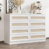 8-Drawer Rattan Double Dresser, Modern Wooden Storage Chest for Bedroom, Nursery, Closet, Living Room, and Entryway - 3 of 4