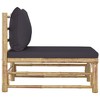 vidaXL Patio Middle Sofa with Dark Gray Cushions Bamboo - 3 of 4