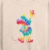 Women's - Disney - Mickey Silhouette Peace Tie Dye Lightweight French Terry Wide Neck Long Sleeve Shirt - 2 of 4