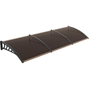 VINGLI Window Awning Door Canopy Exterior, 35" x 115" Awnings for Doors Polycarbonate Cover Patio Door Awning Rain Snow (Brown Board & Black Bracket) - 1 of 4