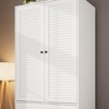 COZONY Armoire Wardrobe with 3 Drawers & 2 Doors, Modern Wooden Closet Cabinet for Bedroom, Heavy Duty White Standing Armoire - 4 of 4