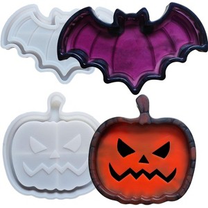 JDICTION 2 Set Bat Pumpkin Resin Tray Molds - Halloween Silicone for Epoxy Casting, Jewelry, Candy, Cup Holder, DIY Art Crafts & Decor - 1 of 4