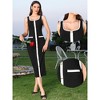 INSPIRE CHIC Women's Sleeveless Square Neck Color Block Metal Button Bodycon Midi Dress - 2 of 4