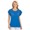 Collections Etc Double Layer Flutter Sleeve Eyelet Trim Stylish Top - 2 of 4