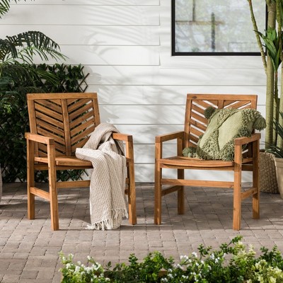 NicBex Set of 2 Outdoor Dining Chair,Modern Patio Dining Chairs with Faux Wood Seat,Aluminum Chairs Suitable for Patio,Garden,Brown