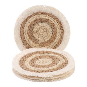 REGALWOVEN Farmhouse Placemats Set of 4 Woven Placemats for Dining Table Decor Indoor Kitchen Table Mat with Tassel - 1 of 4