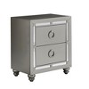 Vynxaria Silver Nightstand, Mirror Accents, Spacious Drawers, Bun Foot, Center Metal Glide - 2 of 4