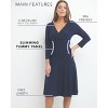 Rekucci Women's Slimming 3/4 Sleeve Fit and Flare Crossover Tummy Control Dress - 4 of 4