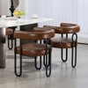 Racxily Household Mid-Century Modern PU Fabric Upholstered Barrel Dining Chairs Set of 2 for Kitchen & Living Room, Light Brown - 2 of 4