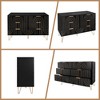 BAOURE Modern 6-Drawer Dresser with Carving Design Black Wide Storage Chest of Drawers for Bedroom Living Room Bedroom Furniture Organizer - 3 of 4