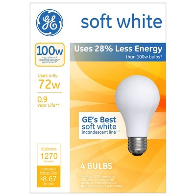 GE 100w 4pk Energy Efficient Halogen Light Bulb White