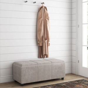 CAVINAS Faux Leather Storage Ottoman Bench with 3 Flip Over Serving Trays,Modern Storage Ottoman,Storage Benches for Living Room,Bedroom - 1 of 4