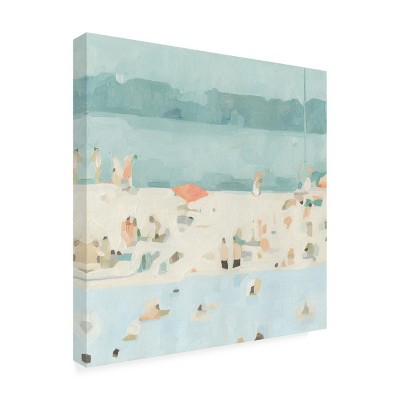 Emma Scarvey Coastal Landscape Turquoise and White Canvas Print with Weather Treated Wood Frame