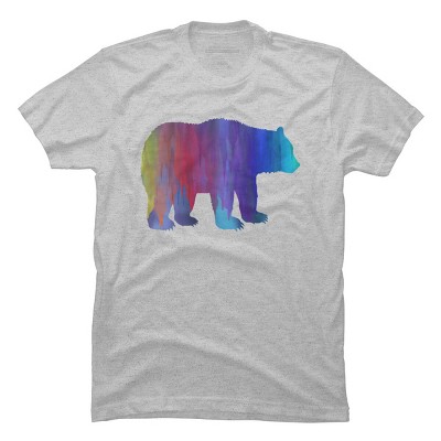 Adult Design By Humans Melting Rainbow Watercolor Bear By Maryedenoa T-Shirt