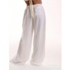 Coolmee Women Casual Loose Cotton Linen Texture Drawsting Elastic Waist Tie Wide Leg Pants With Pockets - 3 of 4