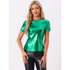Allegra K Women's Party Metallic Short Sleeve Textured Shiny T-shirts - 2 of 4