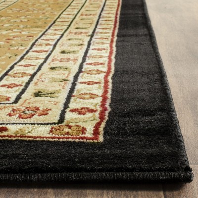 Black and Tan Floral Safavid Style Runner Rug