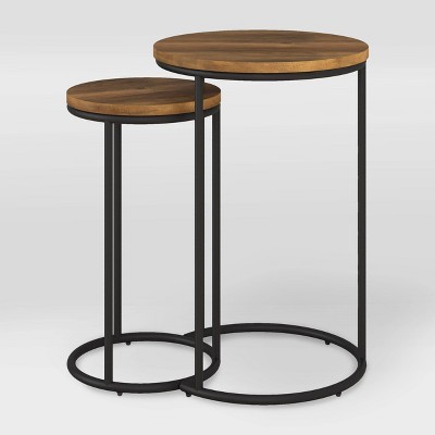 Fort Worth Wood Grain Finish Nesting Side Table Brown - CorLiving