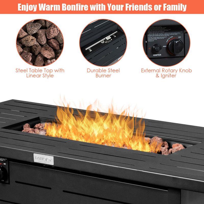 Costway 42'' Rectangular Propane Gas Fire Pit 60,000 Btu Heater Outdoor Table W/ Cover, 5 of 10