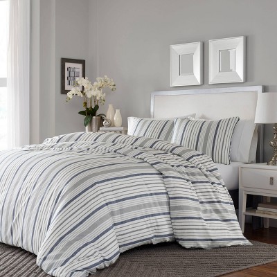 Slate Blue and Gray Cotton King Duvet Cover Set