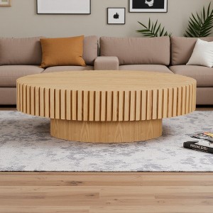 43.7" Handcrafted Oval Coffee Table (Ash MDF) - 1 of 4