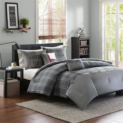 Gray Plaid Chet Multiple Piece Comforter Set Twin/Twin XL 4pc