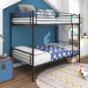 The Metal Bunk Bed with Metal Frame and Ladder offers a modern and practical sleeping solution for homes with limited space - 3 of 4