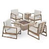 GDFStudio Lafayette Outdoor Acacia Wood 5 Piece Club Chair and Fire Pit Set with Cushions - 2 of 4