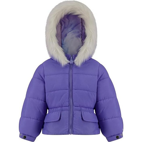 LONDON FOG Girls' Heavyweight Warm Winter Coat With Faux Fur Trim, Peri  Purple, 6X