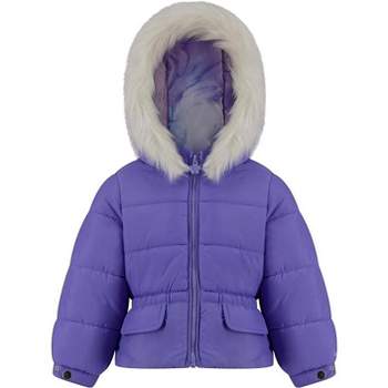 LONDON FOG Girls' Heavyweight Warm Winter Coat with Faux Fur Trim