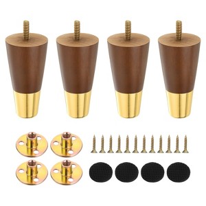 Unique Bargains Round Wood Chair Desk Furniture Legs with Mounting Screws 4 Pcs - 1 of 4