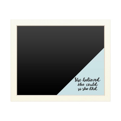Trademark Fine Art Functional Chalkboard with Printed Artwork - ABC 'She Believed She Could Blue' Chalk Board Wall Sign