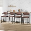 Counter-Height Bar Stool Set with Armrest, Footrest, Soft Back, and Cushioned Seat – Metal Barstools Set for Kitchen Islands and Counters - 2 of 4