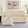Buenhomino Modern Corduroy Upholstered Convertible Sofa with Pull Out Sleep Couch Bed and Hidden Storage for Compact Space Living Room,Beige - 4 of 4