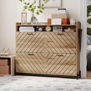 KTMBDW Shoe Storage Cabinet with 4 Flip Drawers, Freestanding Shoe Cabinet, Slim Shoe Organizer with Metal Legs for Entryway - 1 of 4