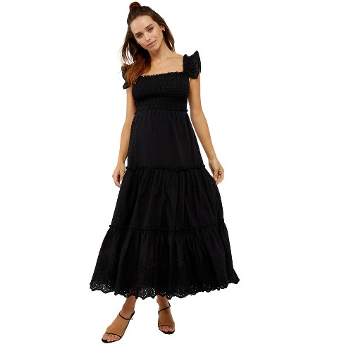 Pietro Brunelli Chloe Ruffle Sleeve Smocked Maternity Dress, Xl Black ...