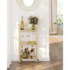 VASAGLE Bar Cart, Home Bar Serving Cart, Small Bar Cart with 3-Tier Shelf, Wine Holders, Glass Holders, Mini Bar Cart Kitchen, Pale Gold - 3 of 4