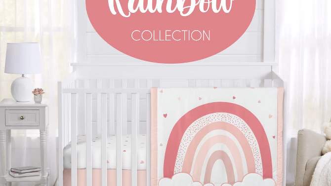 Sweet Jojo Designs Girl Baby Fitted Crib Sheet Boho Rainbow and Hearts Ivory Pink, 2 of 8, play video
