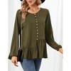 Clearlove Women's Casual V Neck Button Shirt Long Sleeve Blouse Asymmetrical Loose Flowy Ruffled Blouses - 3 of 4