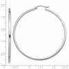 Black Bow Jewelry 2mm, 14k White Gold Square Tube Round Hoop Earrings, 55mm (2 1/8 Inch) - 4 of 4
