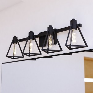 VAXCEL Ravenna Matte Black Bathroom Vanity Light Fixture Metal Cage Shade, LED Compatible - 1 of 4