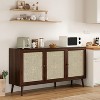 Fontoi Decorative Storage Cabinets, Modern Console Cabinet with 3 Rattan Doors, Bar Cabinet for Kitchen Entryway, Brown, 15.4"*31.1"*59.1" - 4 of 4