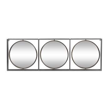 Metal Wall Mirror with Grid Frame Gray - Olivia & May