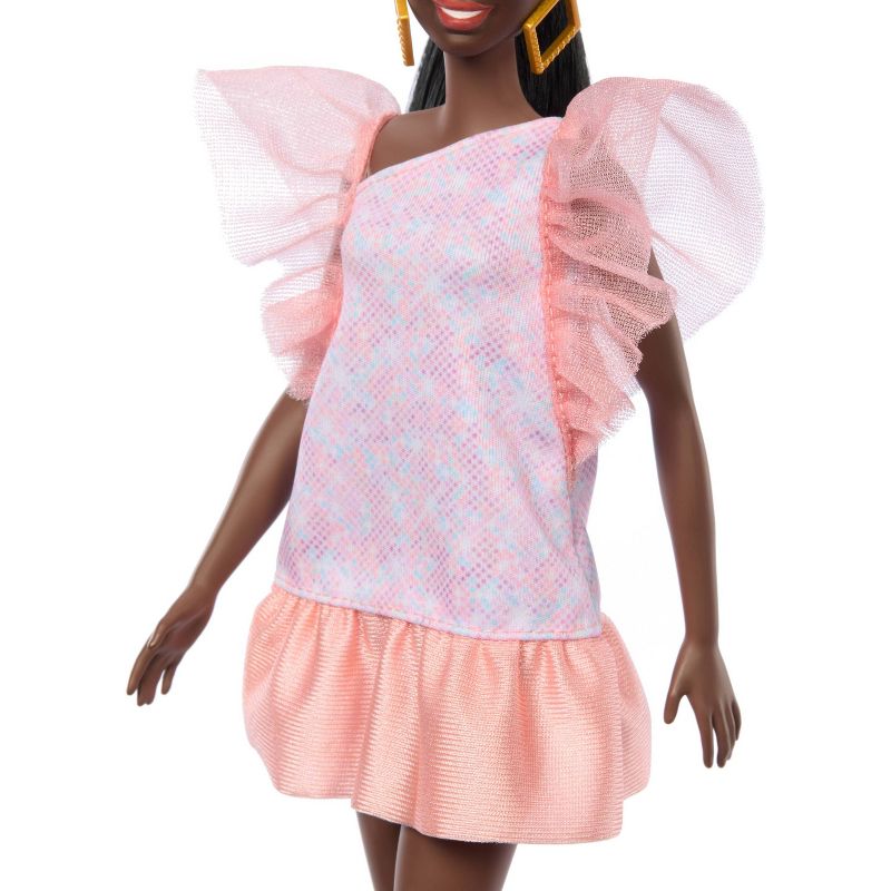 Barbie Fashionista Doll Peach Puffy Sleeves Dress, 6 of 8
