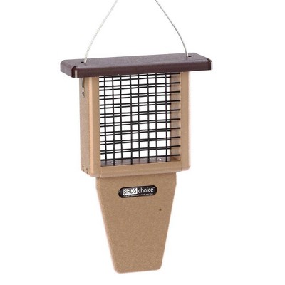 Birds Choice Single-Cake Tail-Prop Suet Bird Feeder with Brown Top