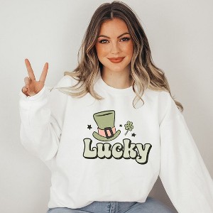 Simply Sage Market Women's Graphic Sweatshirt Lucky Hat - 1 of 4