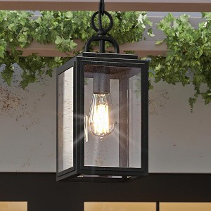 Urban Ambiance Luxury Modern Outdoor Pendant Light,  15.375"H x 7"W,  Midnight Black Finish, UHP1241 - 1 of 4