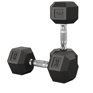Garvee Rubber Encased Hex Dumbbell Set Contoured Handle for Muscle Toning, Strength Building & Full Body Workout - 1 of 4