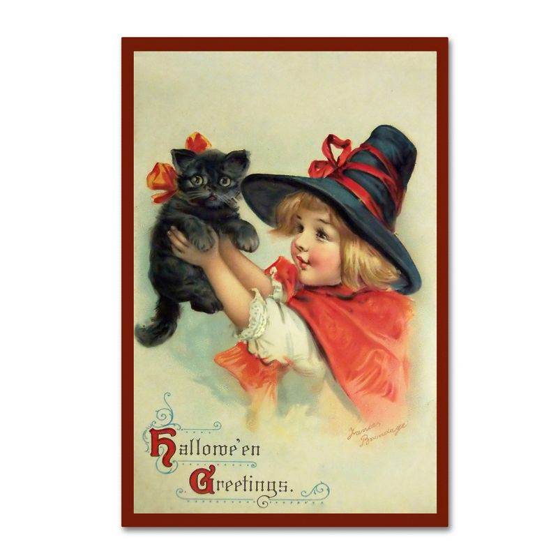 Trademark Fine Art -Vintage Apple Collection 'Little Witch And Halloween Kitty' Canvas Art, 2 of 4