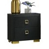 TiramisuBest Contemporary Style 3pc Bedroom Set Queen Size Bed And 2x Nightstands Black Wood Gold Accent Legs - 4 of 4